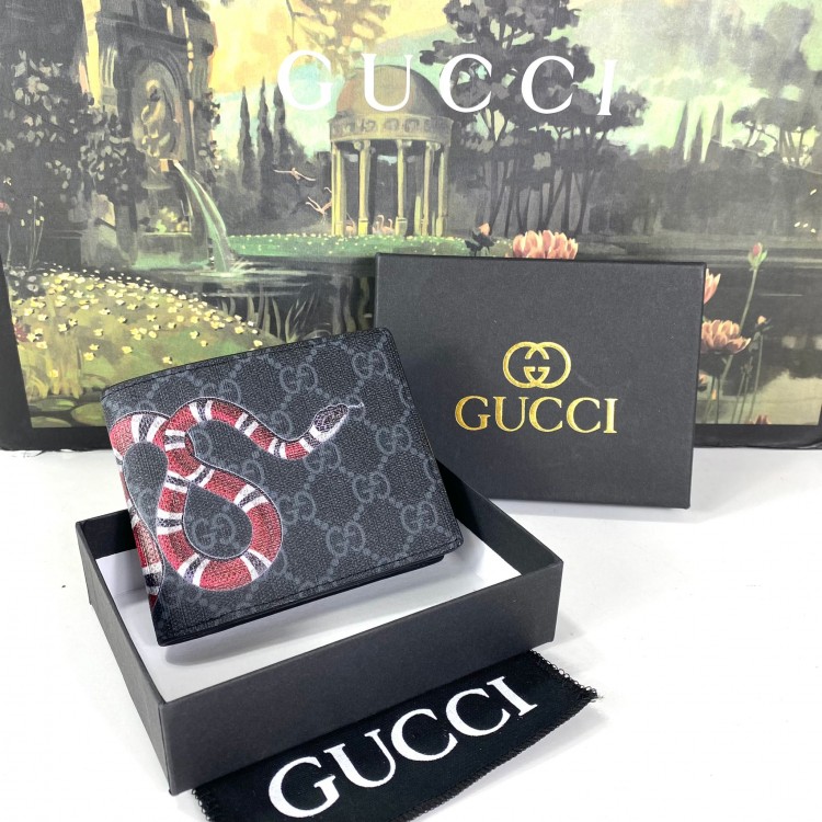 GUCCİ Bİ-FOLD ERKEK MOTİFLER SNAKE BLACK BOZUK PARALİ 